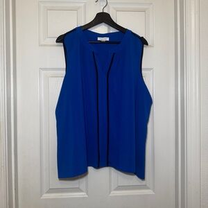 Calvin Klein Women’s Plus Size 1X Royal Blue Black Sleeveless Blouse